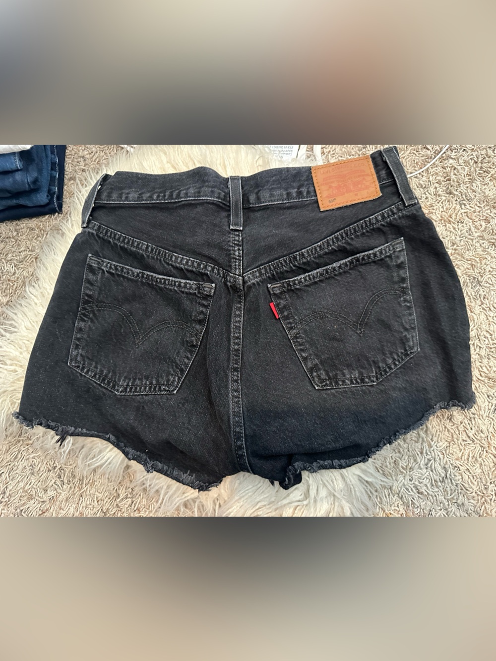Levi's Black Denim Cutoff Shorts with Red Tab